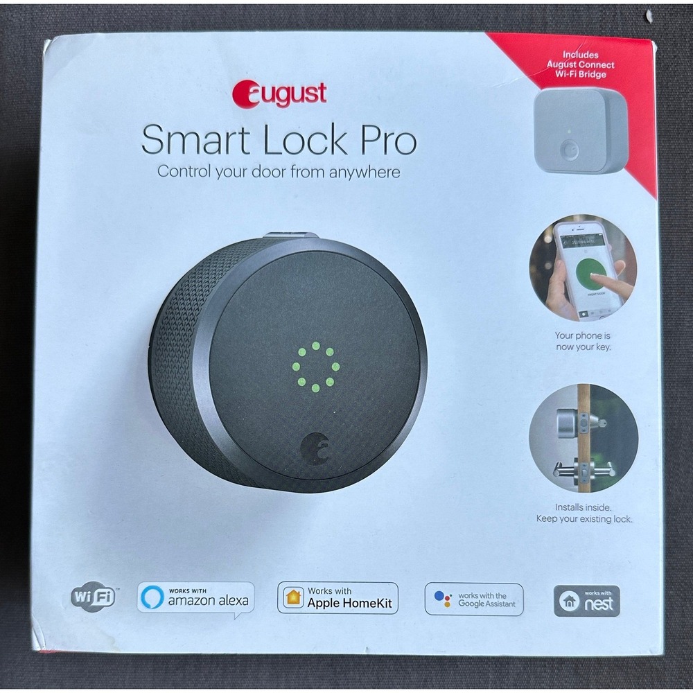 August AUG-SL03-C02-G03 Smart Lock Pro Plus Connect Hub Electronic - Dark Gray